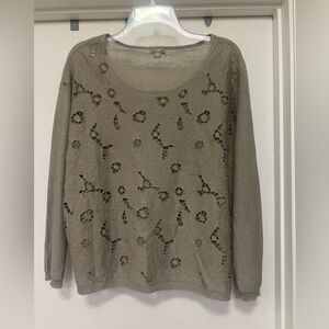 J Jill linen blend sweater - moss green - size M petite